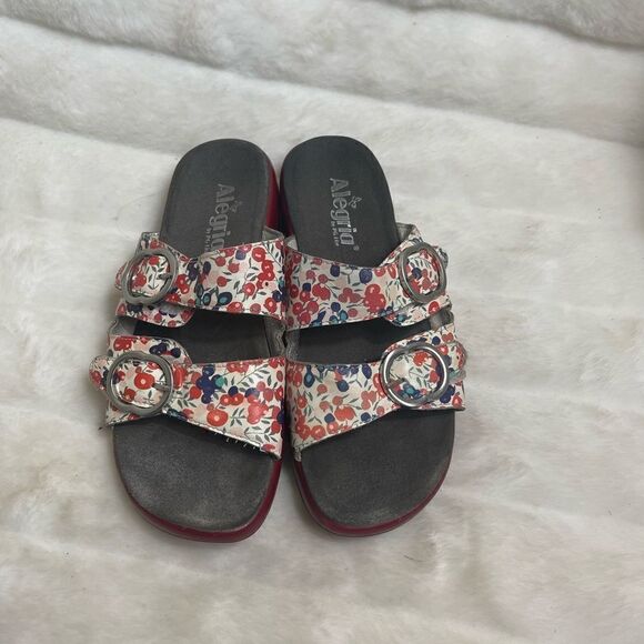 Alegria Leather Adjustable Slide Sandals Jade Cherry multi color EUR SZ … - Picture 1 of 8